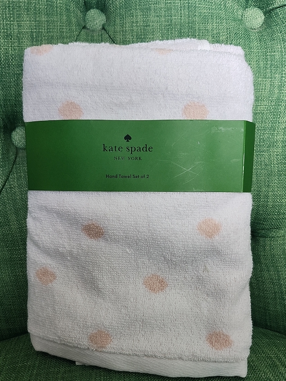 Kate Spade Hand Towels with Blush Polka Dots